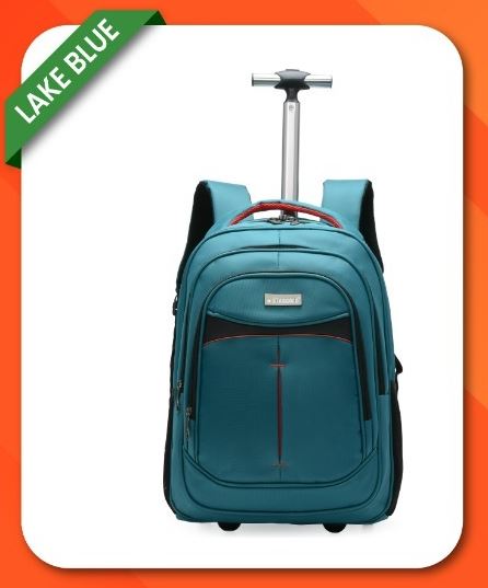 Stargold Unisex Water Resistant Trolley Backpack 18 Wheels Dark Blue