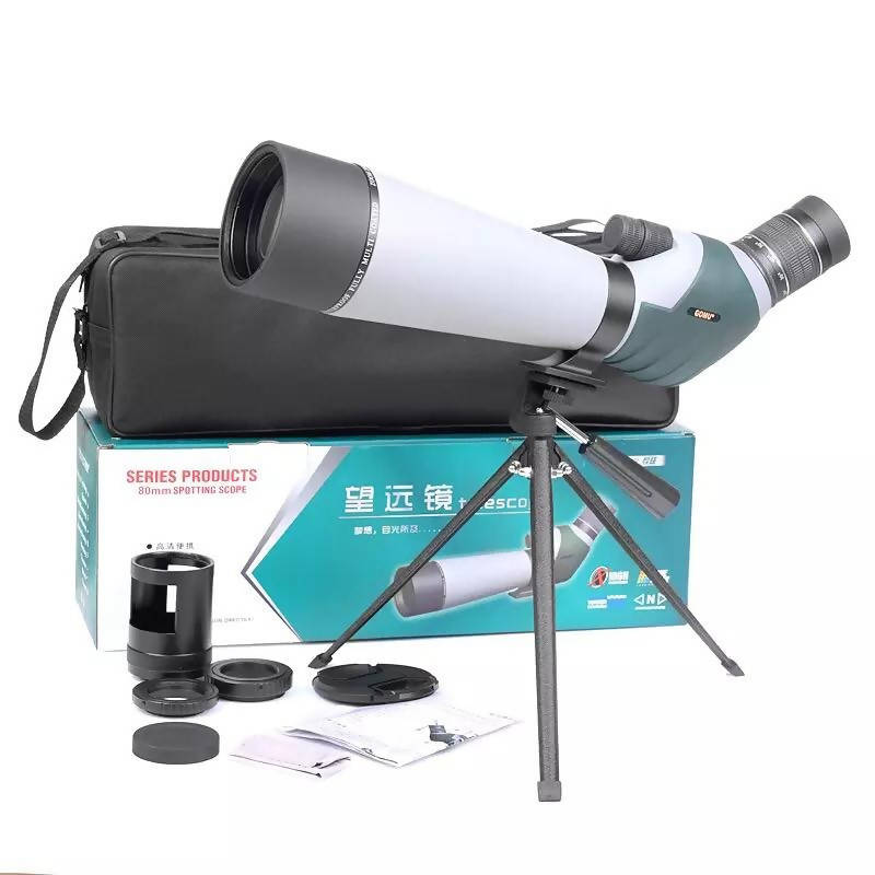 Gomu 20-60X80 Monocular Telescope Zoom Prism Spotting BAK4 Big Eyepiece Dual Focus Waterproof Scope for Bird Watching Tripod