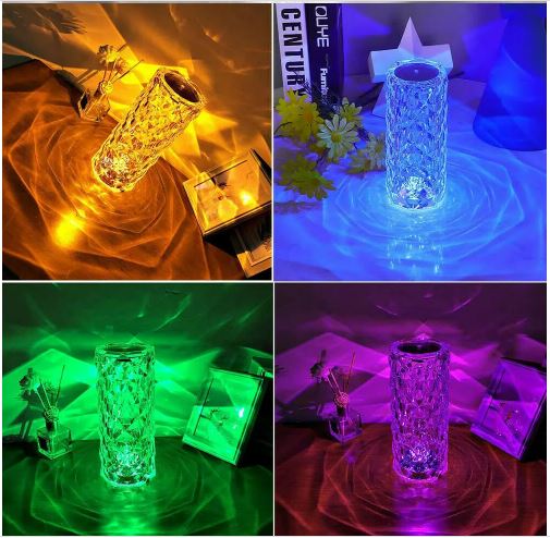 Rose diamond Table Lamp Acrylic LED RGB Rose Crystal Table Lamps Luxury