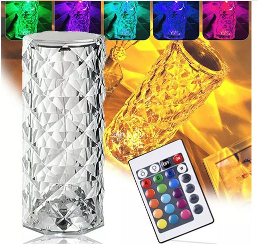 Rose diamond Table Lamp Acrylic LED RGB Rose Crystal Table Lamps Luxury