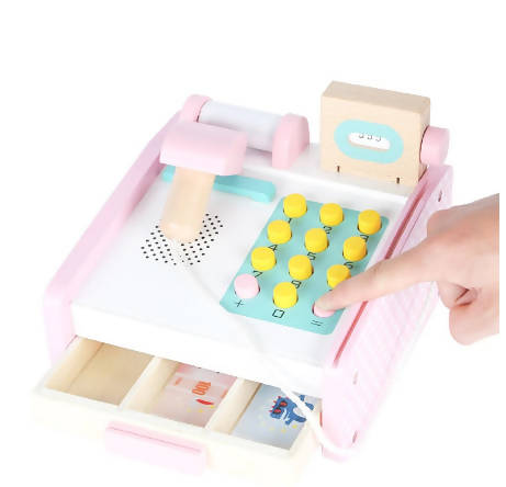 Estelle Wooden Children Learning&Educational Toys Simulation Cash Register Shopping Desk Pretend Play Toy Girls Gifts