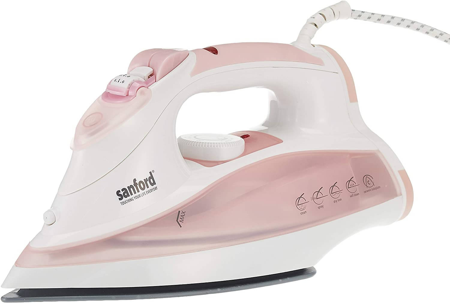 Sanford Ceramic Steam Iron Pink | reliable performance | lightweight | variable steam settings | safety features | stylish | even heat distribution | Halabh.com