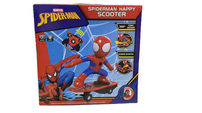 Spiderman Electric Music Toy Stunt Scooter Auto Flip Rotating Skateboard Sound and Light Car Boy Gift