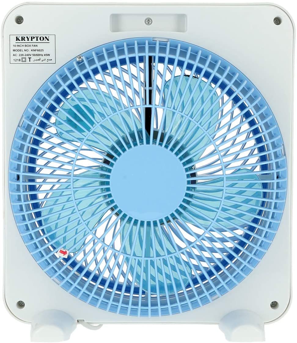 Krypton Powerful Personal Desk Box Fan White & Blue | in Bahrain | Halabh.com