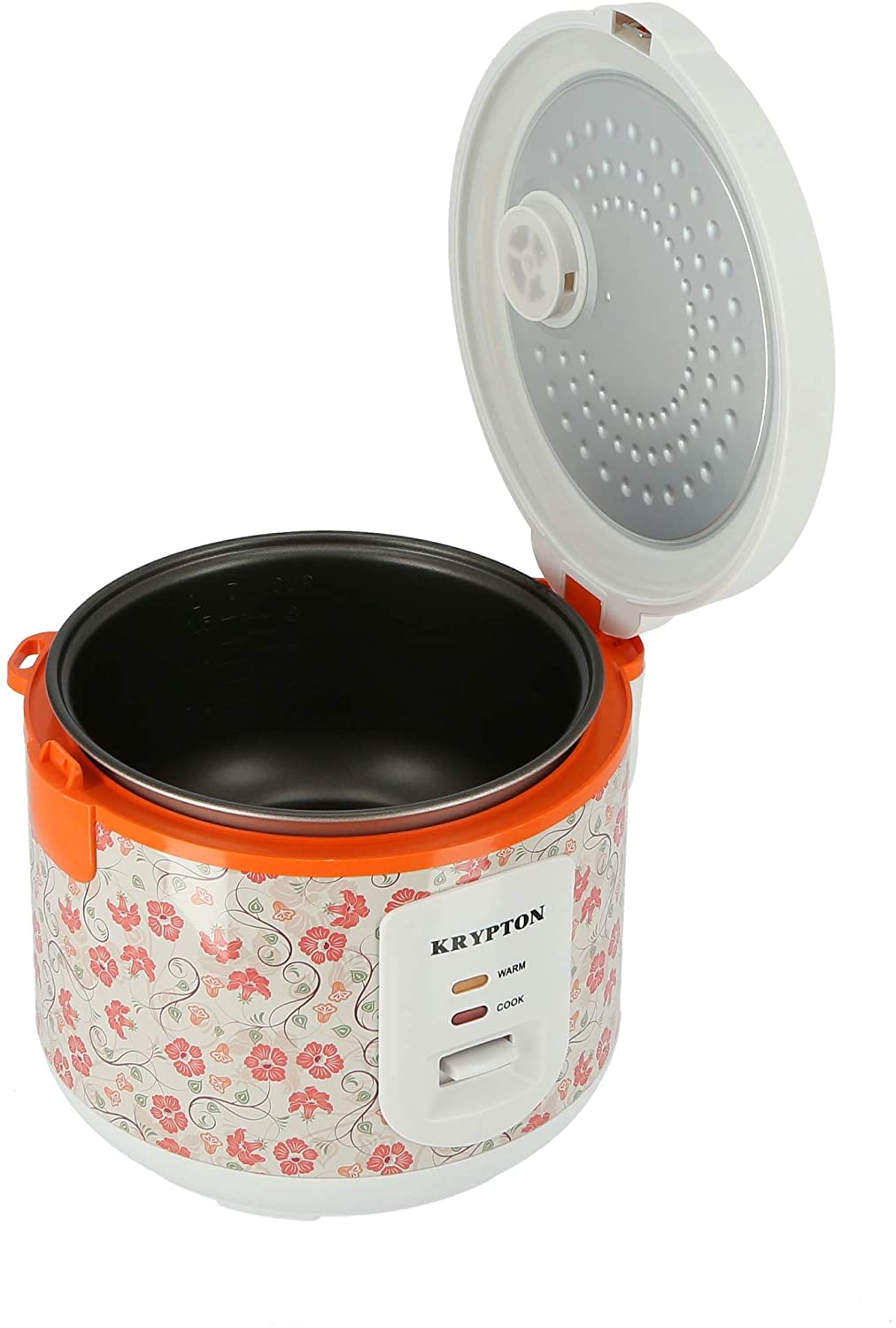 Krypton 1.5L Electric Rice Cooker With Steamer White & Orange