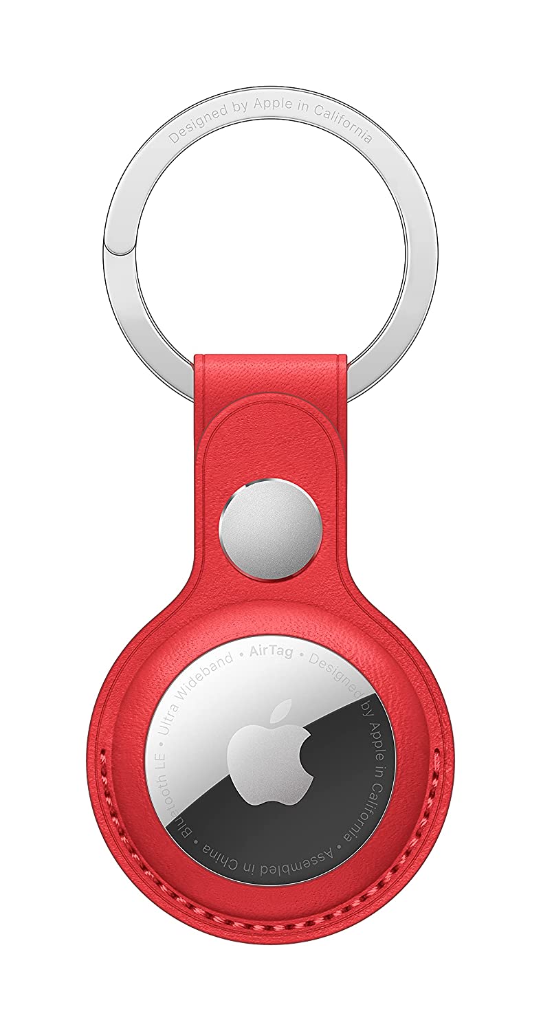 Apple AirTag Leather Key Ring (AirTag Not Included) Item Locator Accessory - Red