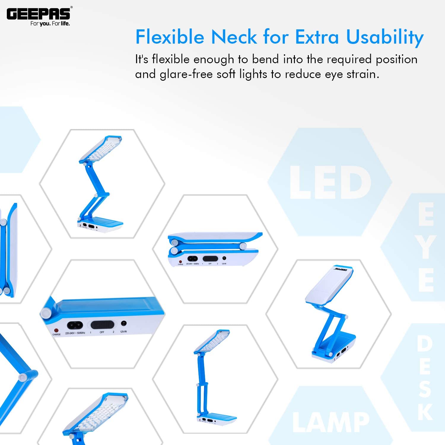 Geepas Rechargeable Led Desk Lamp Blue | in Bahrain | Halabh.com