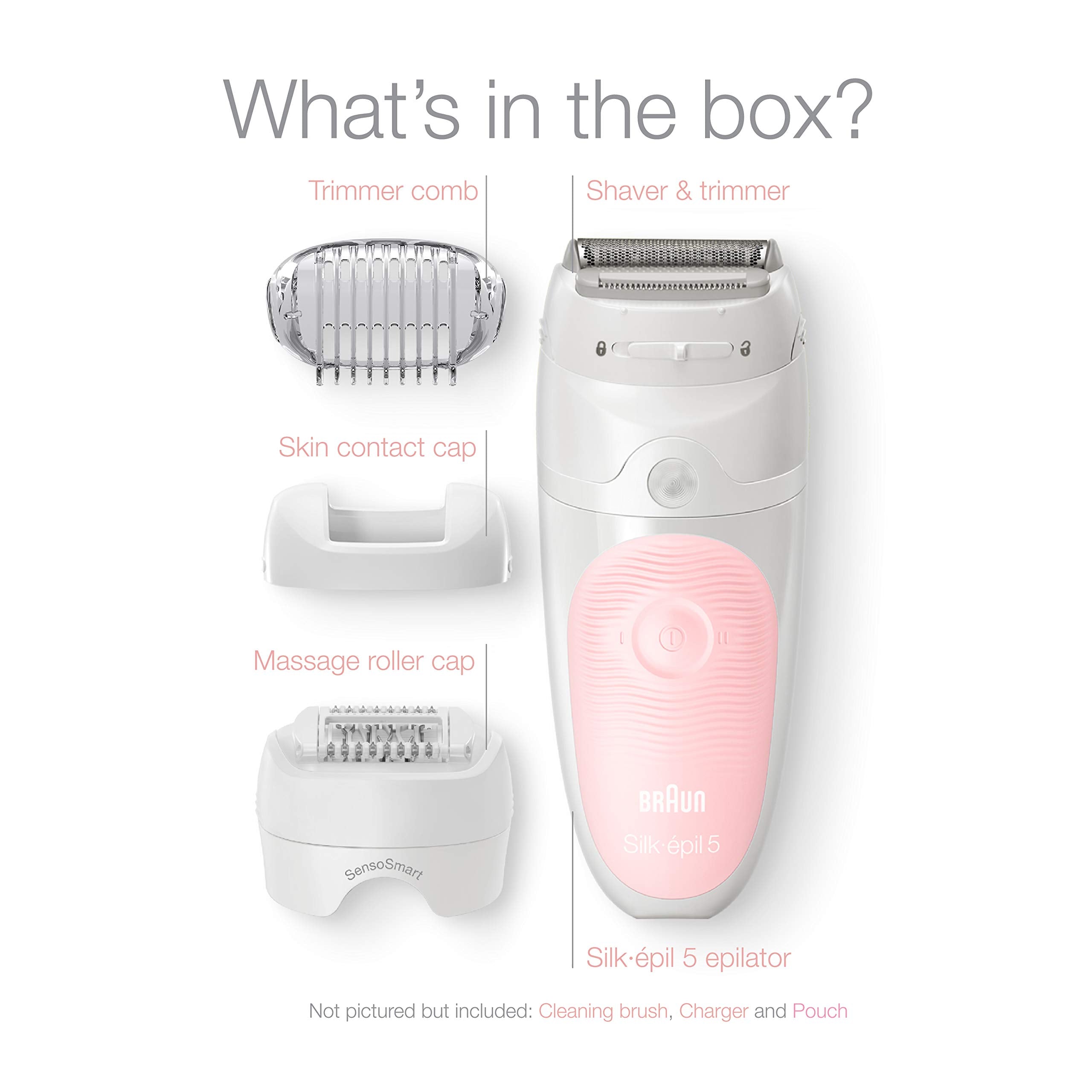 Braun Epilator for Women, Silk-épil 5 for Hair Removal, Wet & Dry, Sha