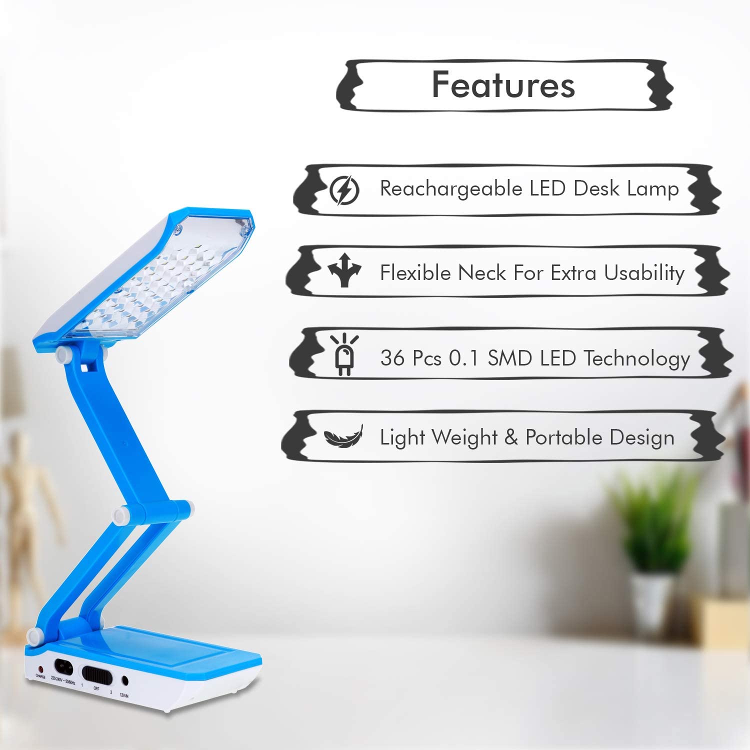 Geepas Rechargeable Led Desk Lamp Blue | in Bahrain | Halabh.com