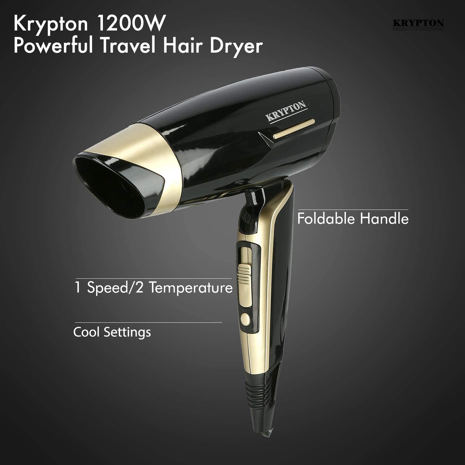 Krypton 1200 Watts Hair Dryer Black - Best Personal Care Accessories