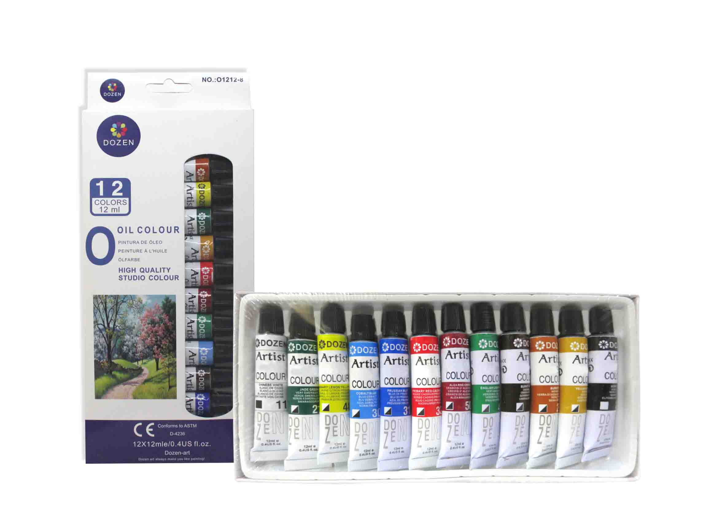 Dozen Oil Colour Tube 12 pieces Multicolor