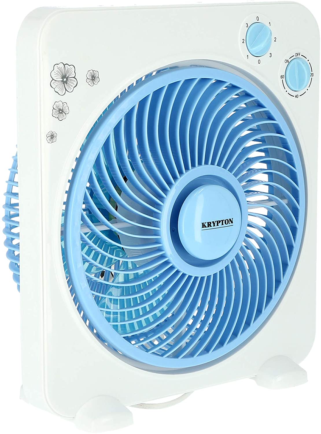 Krypton Powerful Personal Desk Box Fan White & Blue | in Bahrain | Halabh.com