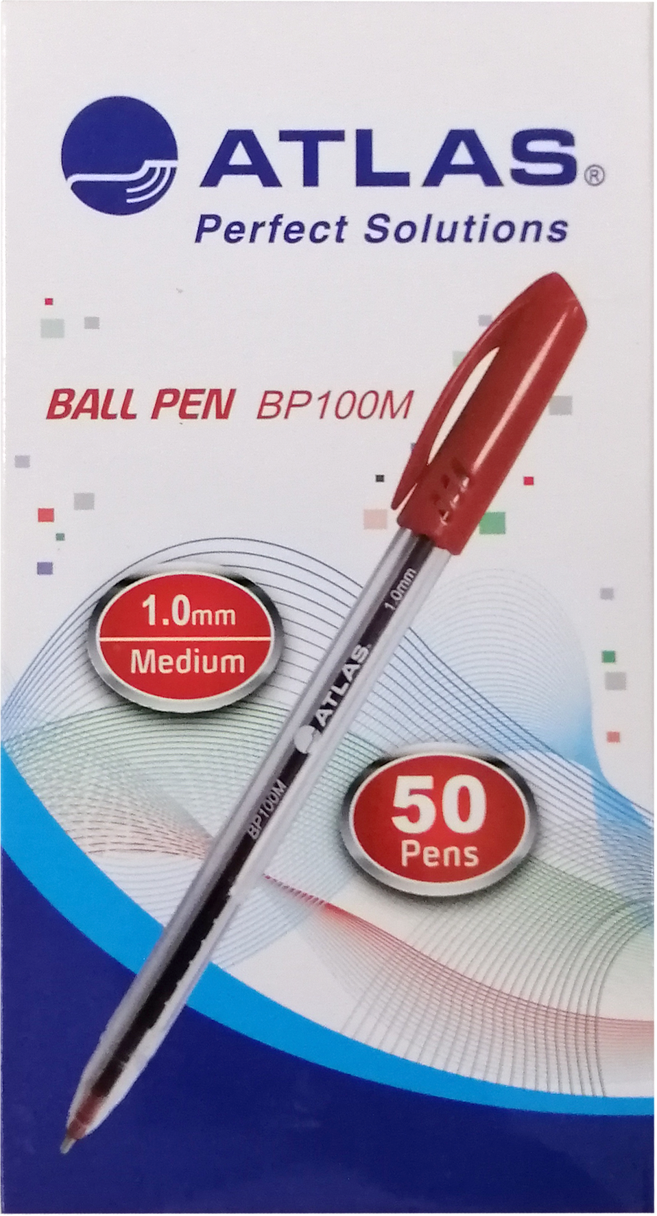 Atlas Ball Pen 1.0mm Medium BX 10 Red