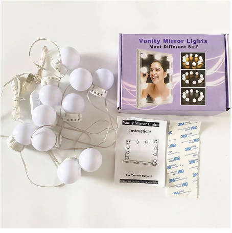 Hollywood Style Led Vanity Mirror Lights Kit - Vanity Lights Have 10  Dimmable Light Bulbs for Makeup Dressing Table and Power Supply Plug in  Lighting