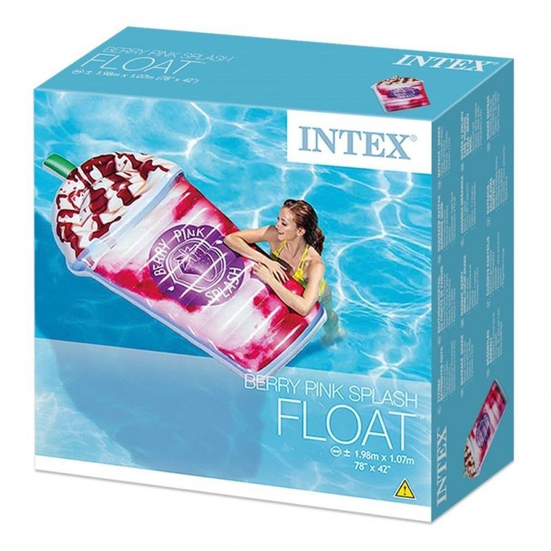 Intex Inflatable Berry Pink Splash Milkshake Pool Float Lounger Beach Mattress