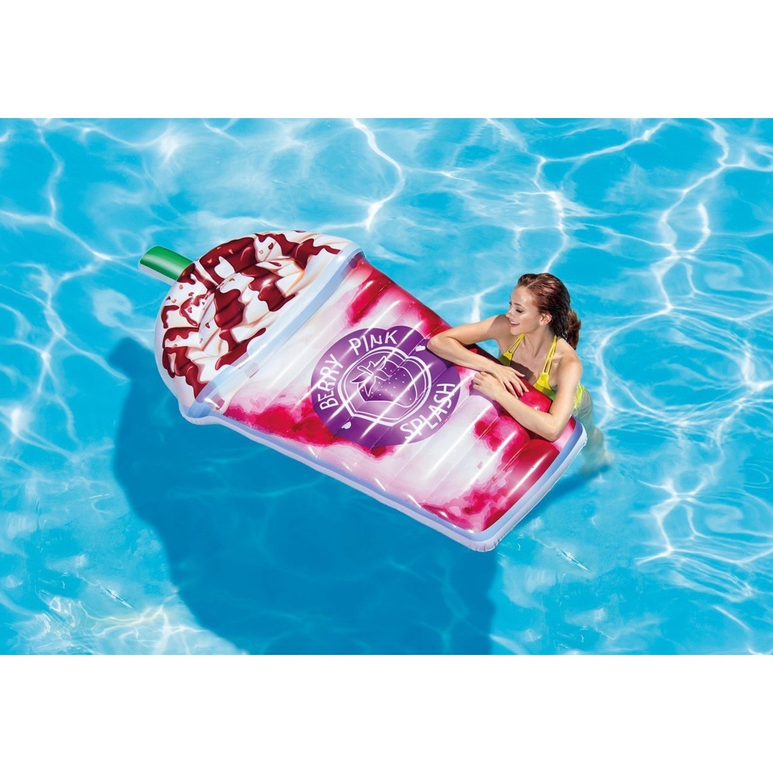 Intex Inflatable Berry Pink Splash Milkshake Pool Float Lounger Beach Mattress