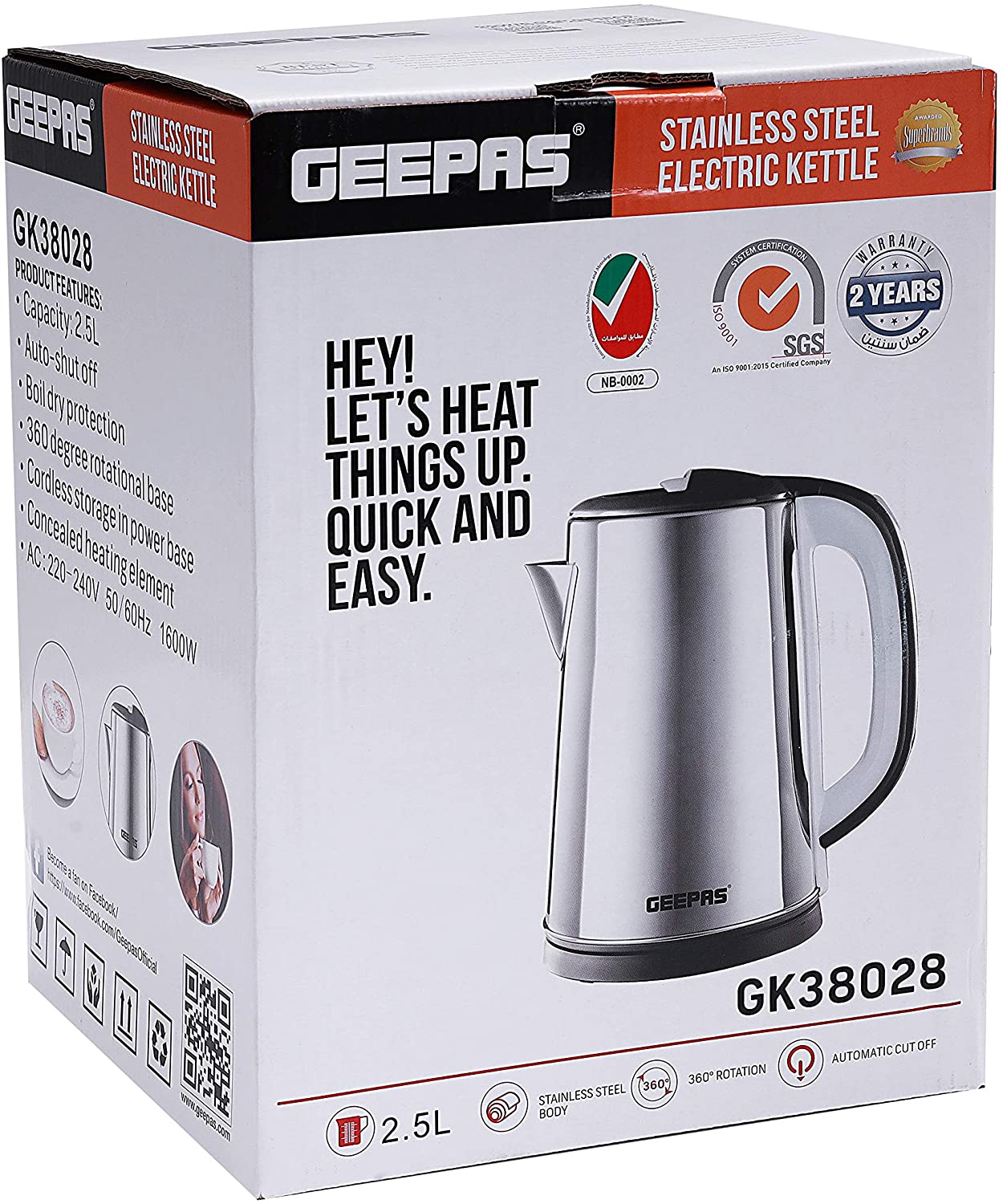 Geepas Stainless Steel Electric Kettle, 2.5 L | in Bahrain | Halabh.com