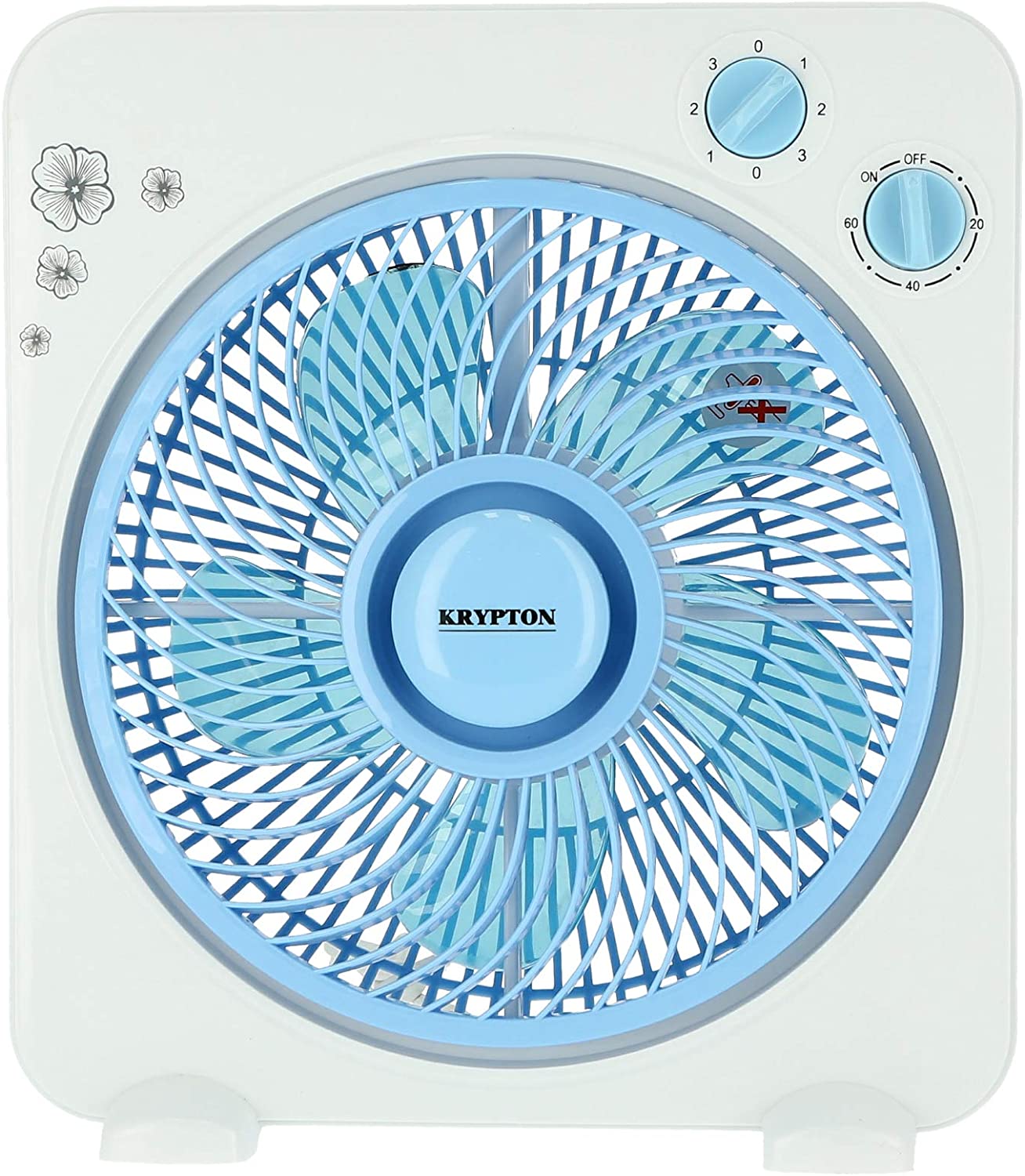 Krypton Powerful Personal Desk Box Fan White & Blue | in Bahrain | Halabh.com