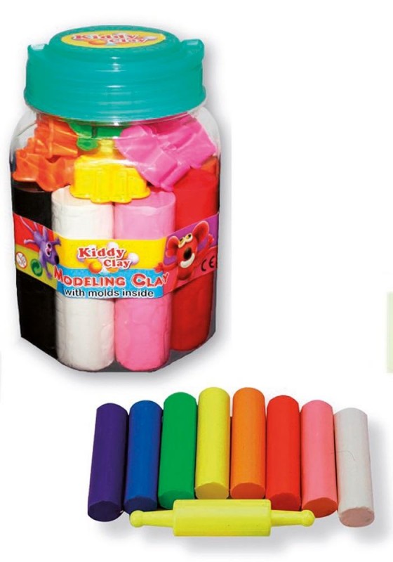 Kiddy Clay Modelling Clay Set of 8 Colors 550gm with 10 Molds