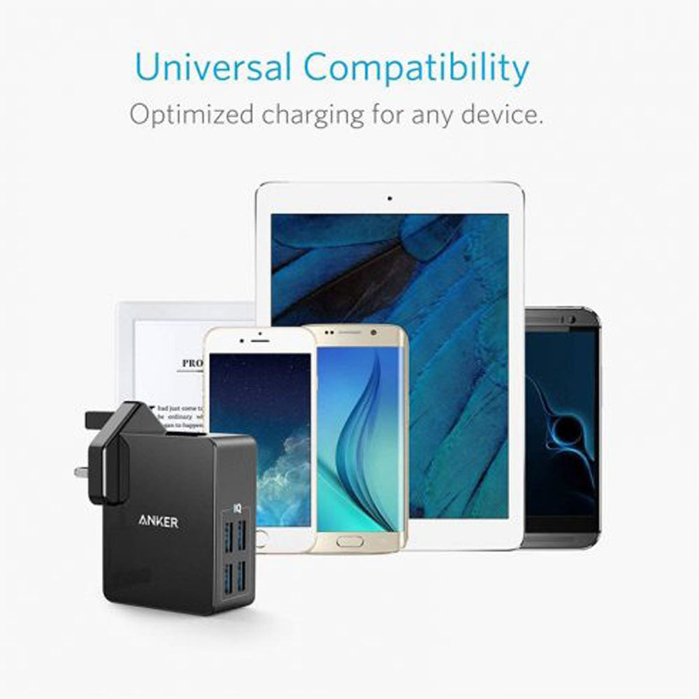 Anker PowerPort Wall Charger With 4 Ports Lite Charger 27W  Black