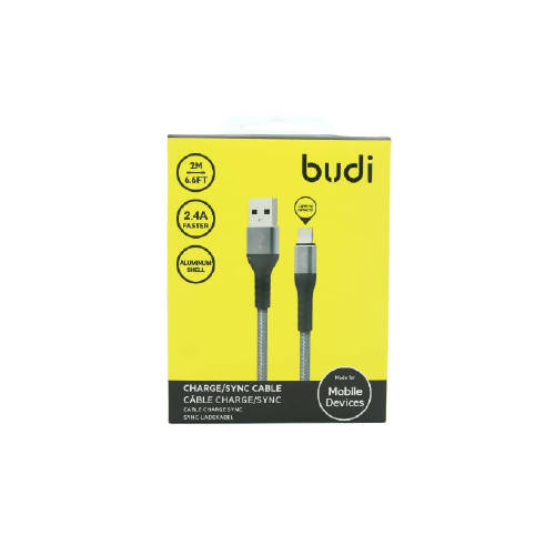 Budi M8J197L USB Lightning 2M 2.4A Faster-GREY