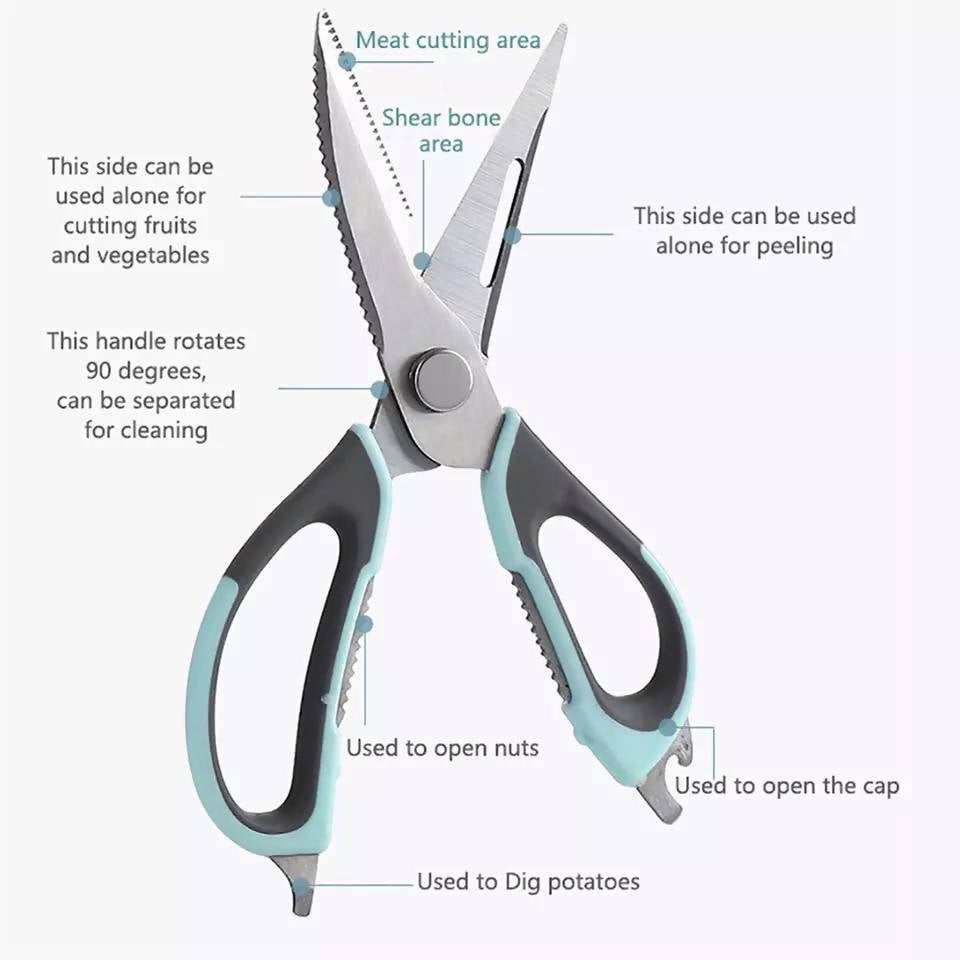 Kitchen Scissors Multifunctional Poultry Bottle Opener Bone Cutter Shear Scissors Peel Poultry Shear With Magnetic Storage Bag