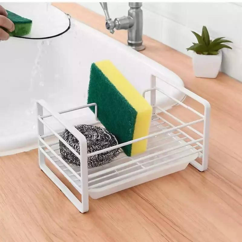 Kitchen Sponge Storage Rack Iron Sponge Drain Rack Steel Ball Soap Dish Cloth Sink Kitchen Storage Shelf Kitchen Accessories