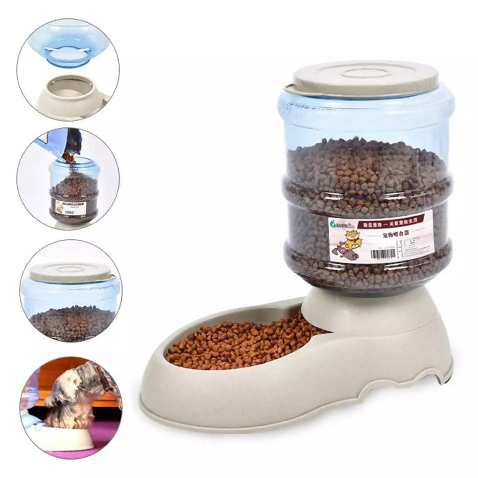 Behogar Besegad 1 Gallon Automatic Pet Food Water Dispenser Solution Feeder Waterer Food Storage Bottle Bowl Dish for Cat Dogs