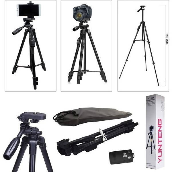 Yunteng Adjustable Phone Camera Tripod Stand Black