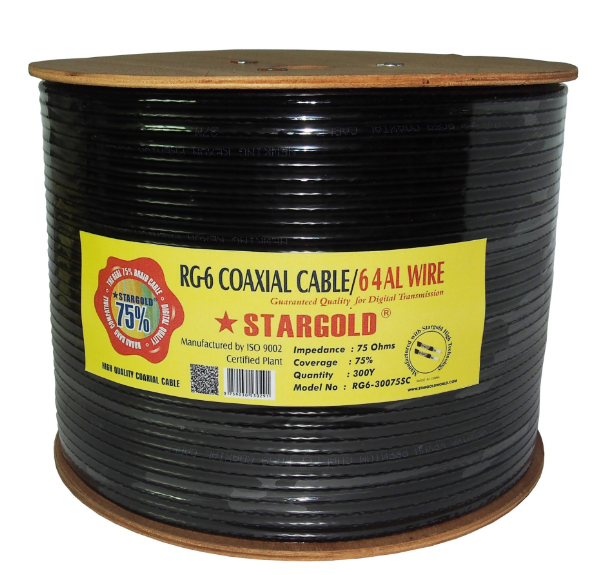 Coaxial Cable Electrical Wire Black RG6-30075SC