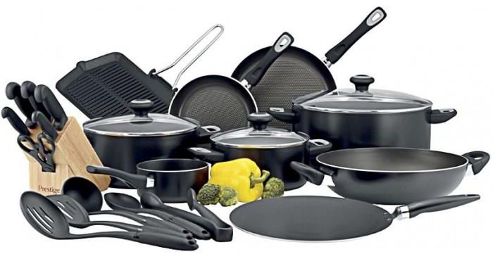 Prestige 24Pc Aluminum Cookware Set Black