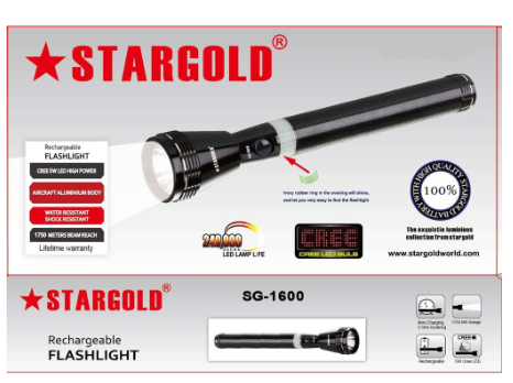 Stargold Rechargeable LED Flashlight SG-V3