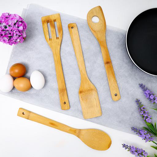 Delcasa 4 Pcs Wooden Kitchen Tools | Kitchen Accessories in Bahrain | Color Beige | Halabh