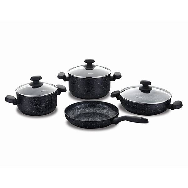 Korkmaz Mia Granit 7 Pcs Cookware Set Black