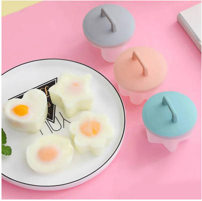 4 Pcs Set Cute Egg Boiler Plastic Egg Poacher Set Breakfast Steamed Egg Mould Egg Mold Form With Lid Brush