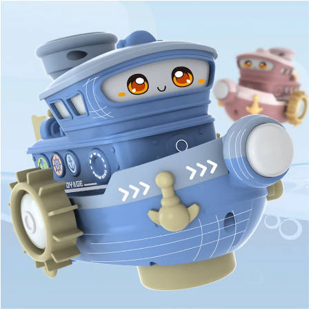 HGRC Mini Children's Spray Ship With LED Light Music Cartoon Funny Electric Rotating Model Spraying Water Boat Toys For Children