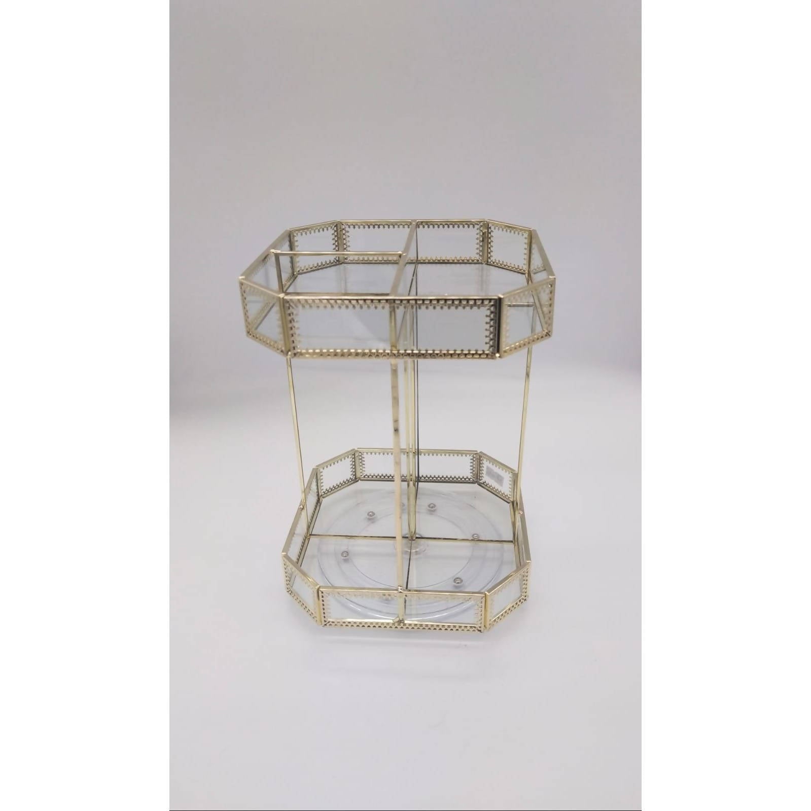 Acrylic Gold and Transparent Rotating Makeup Organizer