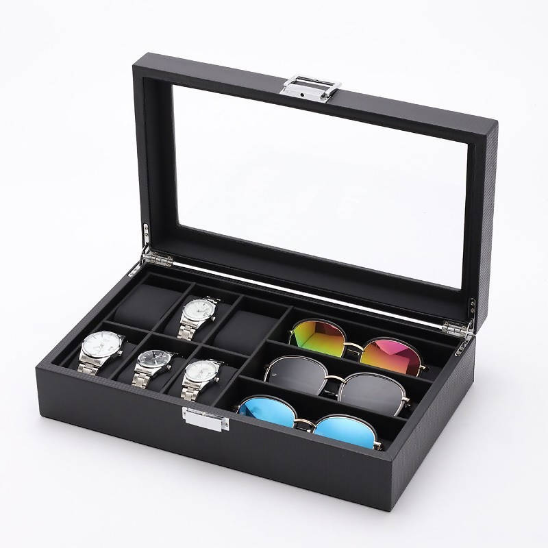 Watch & Sunglasses Organizer Box WOB-02 | watch storage | box | jewelry box | timepiece storage | luxury accessories | organizational products | elegant design | secure lock | Halabh.com