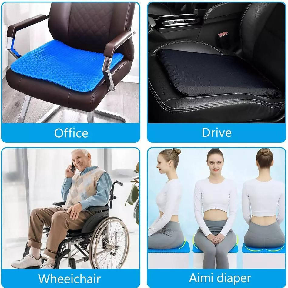 Summer Gel Seat Cushion Breathable Honeycomb Design For Pressure Relief Back Tailbone Pain - Home Office Chair Cars Wheelchair