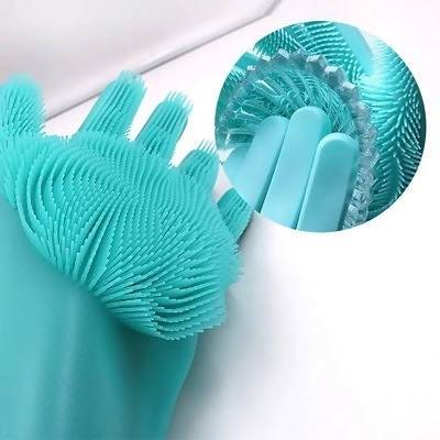 1Pair Dishwashing Cleaning Gloves Magic Silicone Rubber Dish