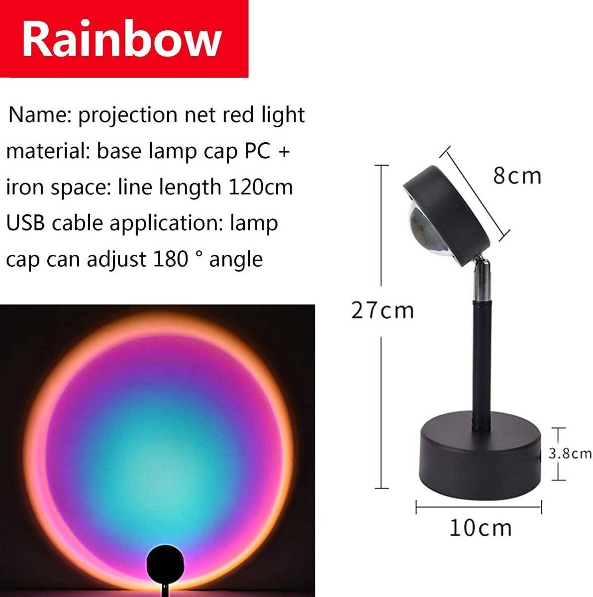 New Sunset Table Lamp Rainbow Light Projection