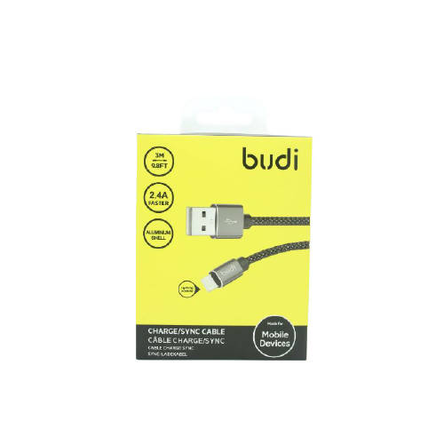 Budi M8J180L3M USB Lightning 3M 2.4A Faster-BLACK