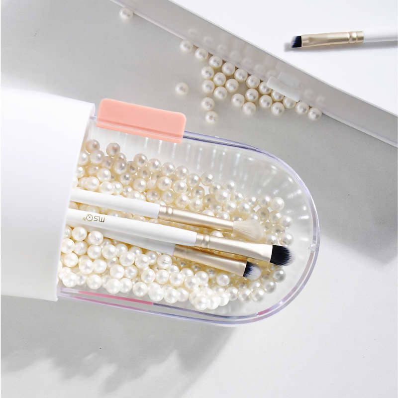 Inscraft Capsule Makeup Brush Holder With Pearls White