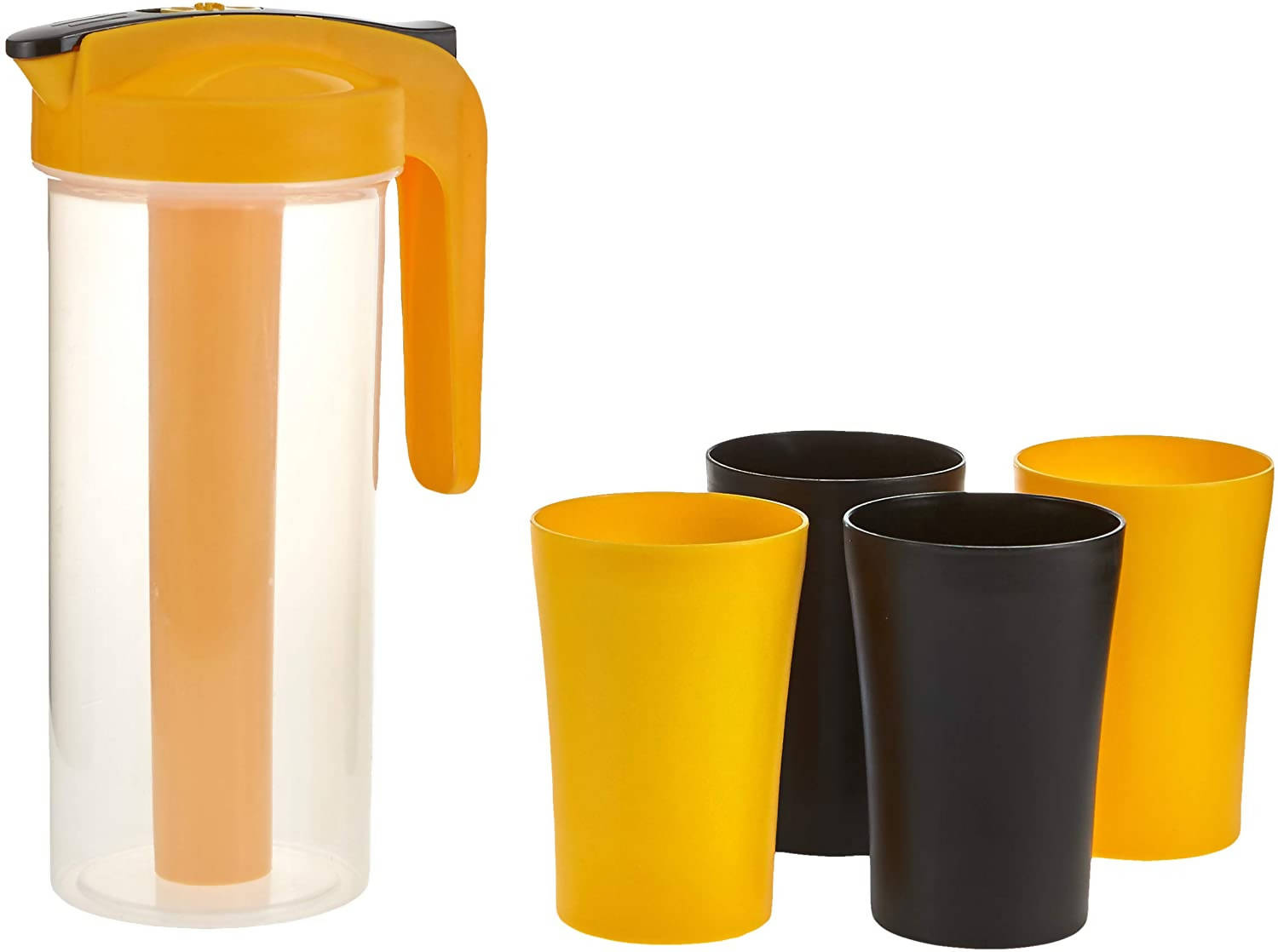 Flamingo Water Jug with 4 Cups and Ice Stick Yellow & Black Fl5930Wj