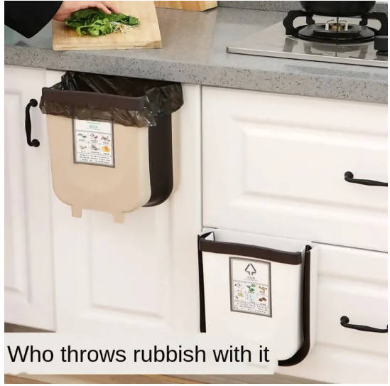 5L Can Wall Mounted Foldable Cleaning Wall Mounted Folding Waste Bin Kitchen Cabinet Door Hanging Trash Bin Garbage Car Trash