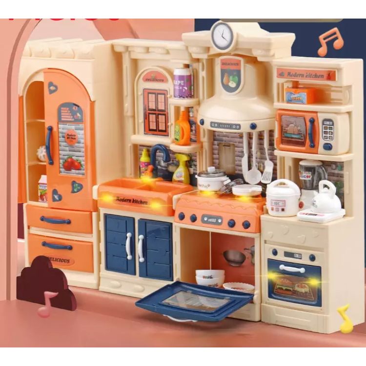 Luxury Children's Girls Playing House Simulated Kitchen Toy Set / Cooking Toy Coyer refrigerator Bbay 6 Cooking Tableware