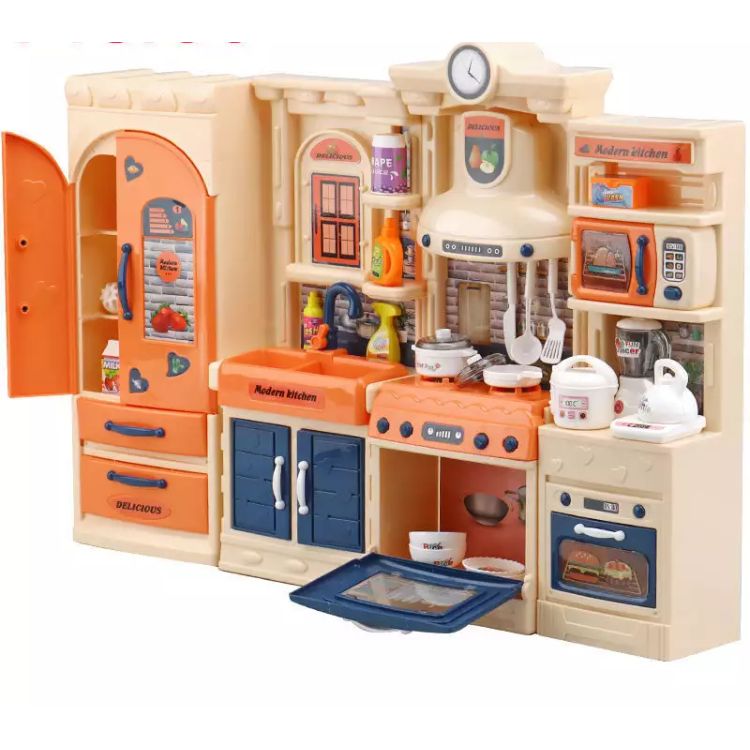 Luxury Children's Girls Playing House Simulated Kitchen Toy Set / Cooking Toy Coyer refrigerator Bbay 6 Cooking Tableware