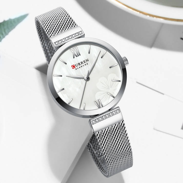 Curren Fashion Wristwatch CRN9067S-SLVR/WHT | Stainless Steel | Mesh Strap | Water-Resistant | Minimal | Quartz Movement | Lifestyle | Business | Scratch-resistant | Fashionable | Halabh.com