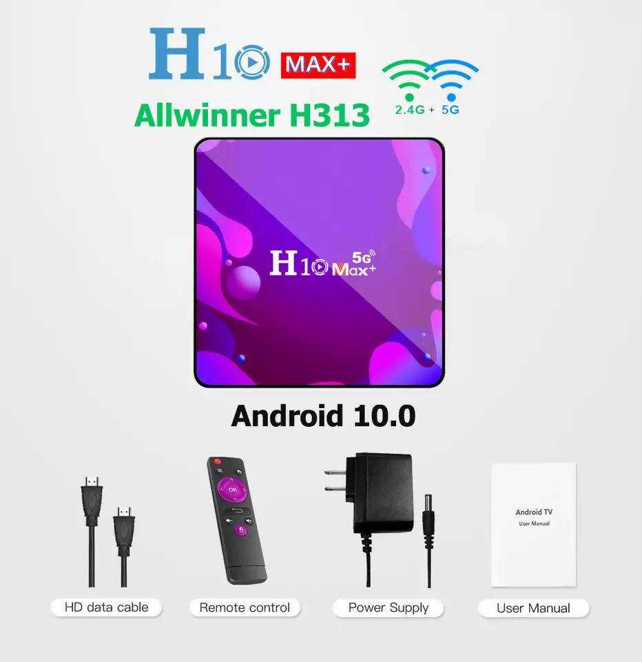 H10 Max plus Smart TV BOX Android 10 Set top Box 2.4G 5G Wifi tvbox Allwinner H313 4K Media Player Fast App Android TV Receiver