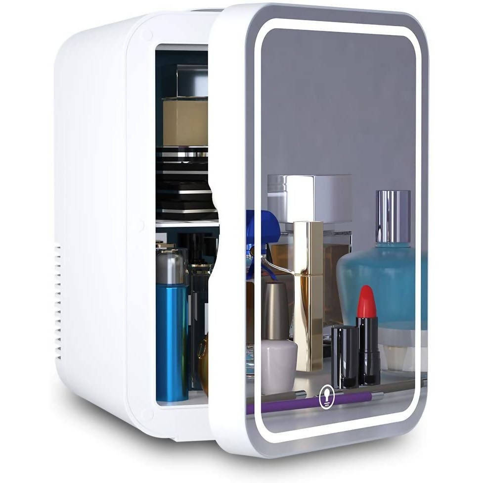 Cooseon Mini Fridge Portable Mirrored Beauty Fridge With LED Lighting